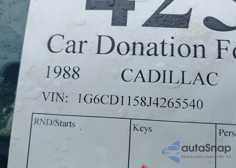 1988 Cadillac Deville из США, поврежденный, VIN 1G6CD1158J4265540
